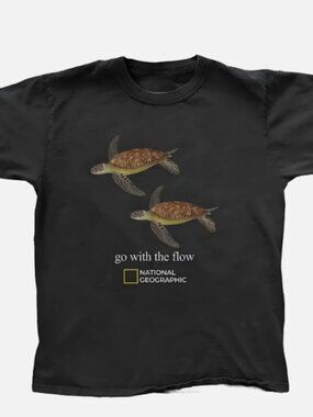 National Geographic Sea Turtle ''Go With The Flow'' Graphic T-shirt